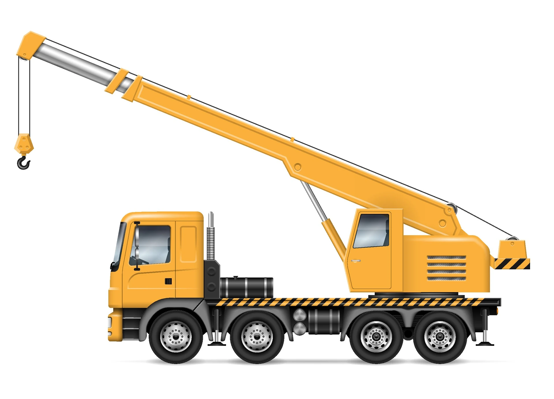 Extérieur industriel avec grue mobile orange en position stationnaire sur sol neutre